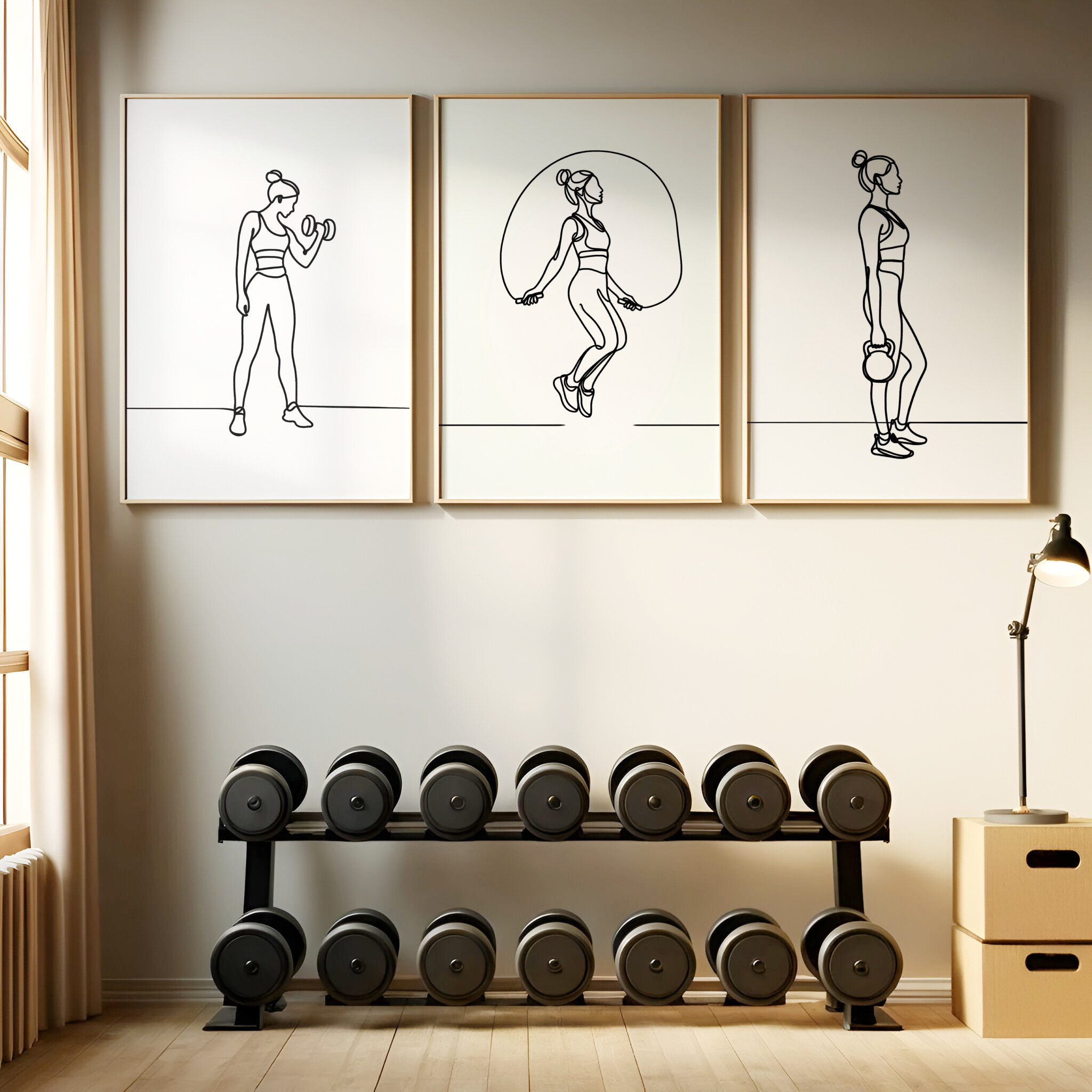 Yoga Fitness Studio - 3 adet Fitness Kız Sporcu Sanat